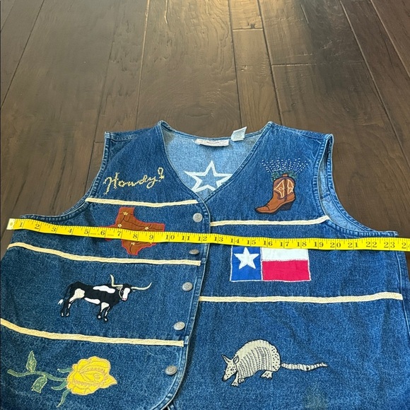 VINTAGE Texas RHYTHM BLUE WOMEN'S BLUE DENIM VEST XL - Picture 12 of 13